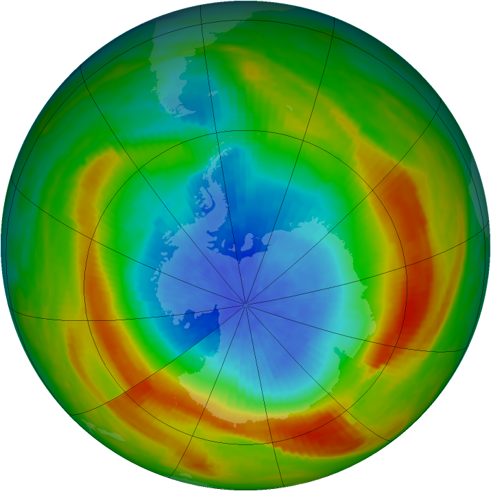Antarctic ozone map for 15 October 1980